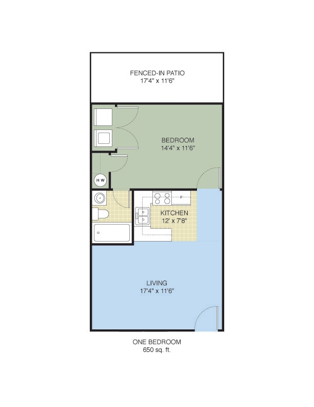 1 Bedroom Floor Plan - Brookfield at Lynndale