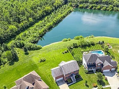 Aerial view overlooking pond - 1238 Freedom Pt