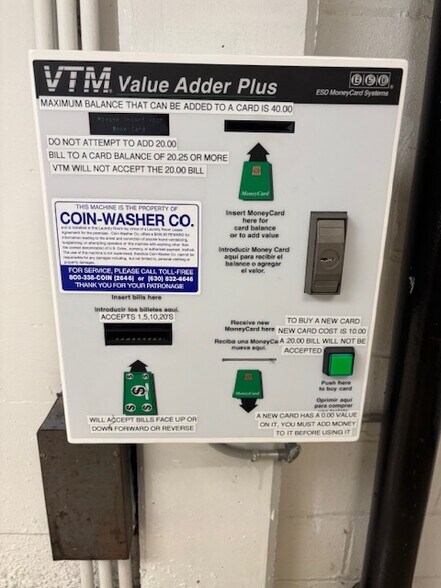 Laundry pay card machine - 2629 N Hampden Ct