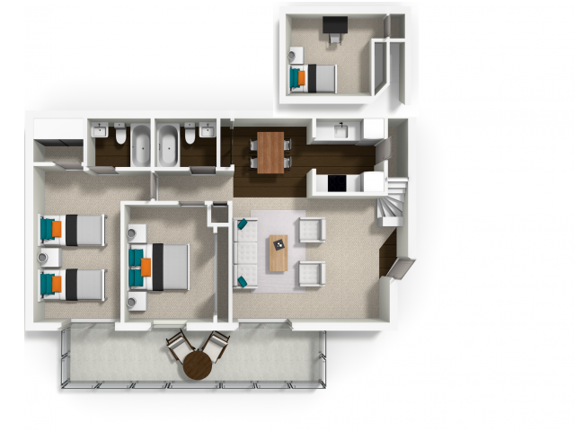 2x2 with Loft - La Salle Apartments