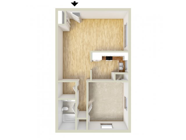 One bedroom floor plan - Cedar Tree Village Apartments