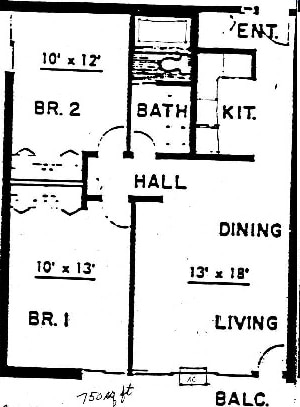2BR/1BA - Fuller Apartments
