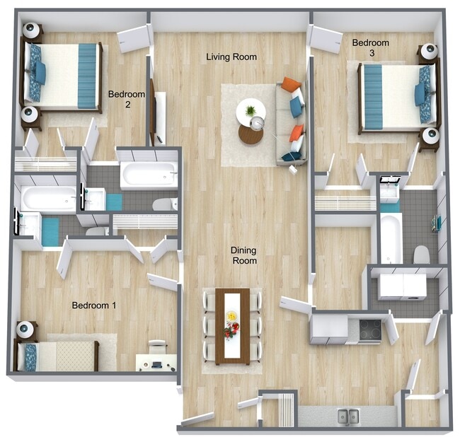 Apollo (3x3) Floorplan - Reynolds Place Apartments
