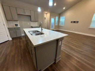 Kitchen island, all quartz countertops throughout whole home - 521 Peace Dr