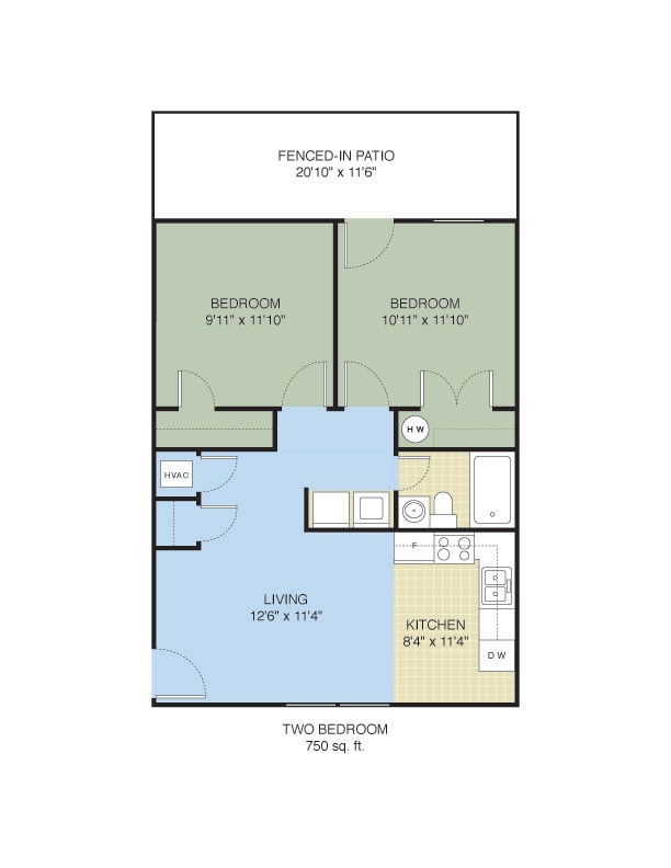 2 Bedroom Floor Plan - Brookfield at Lynndale