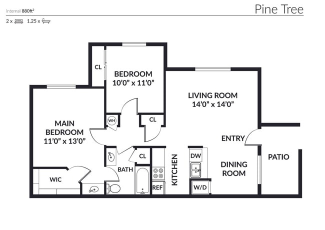 Floorplan - Pine Tree Apartments