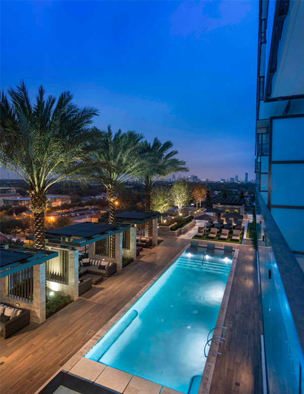 Elevated pool deck with private poolside cabanas - Hanover Montrose