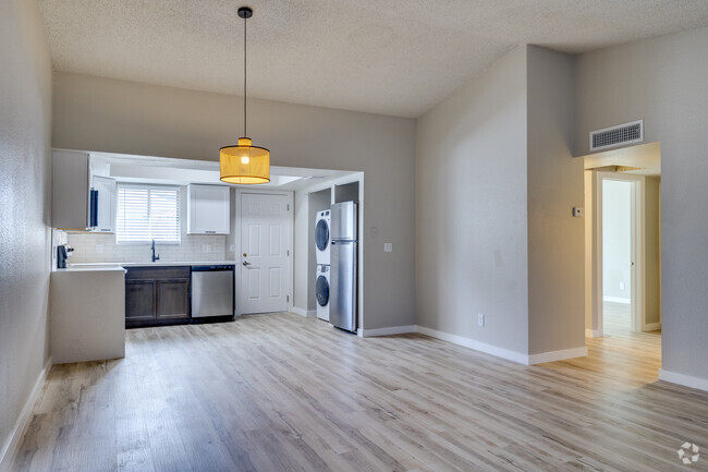 Living Room, Kitchen, Laundry - 2BR, 2BA - 950SF Renovated - The Monica