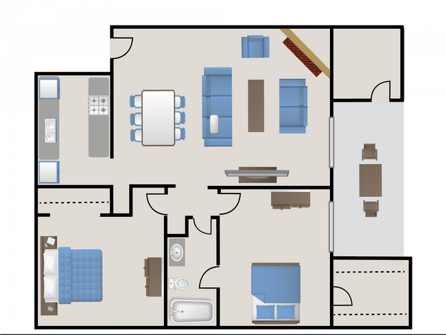 935sqft 2 bed1bath.png - Stratton Park Apartments