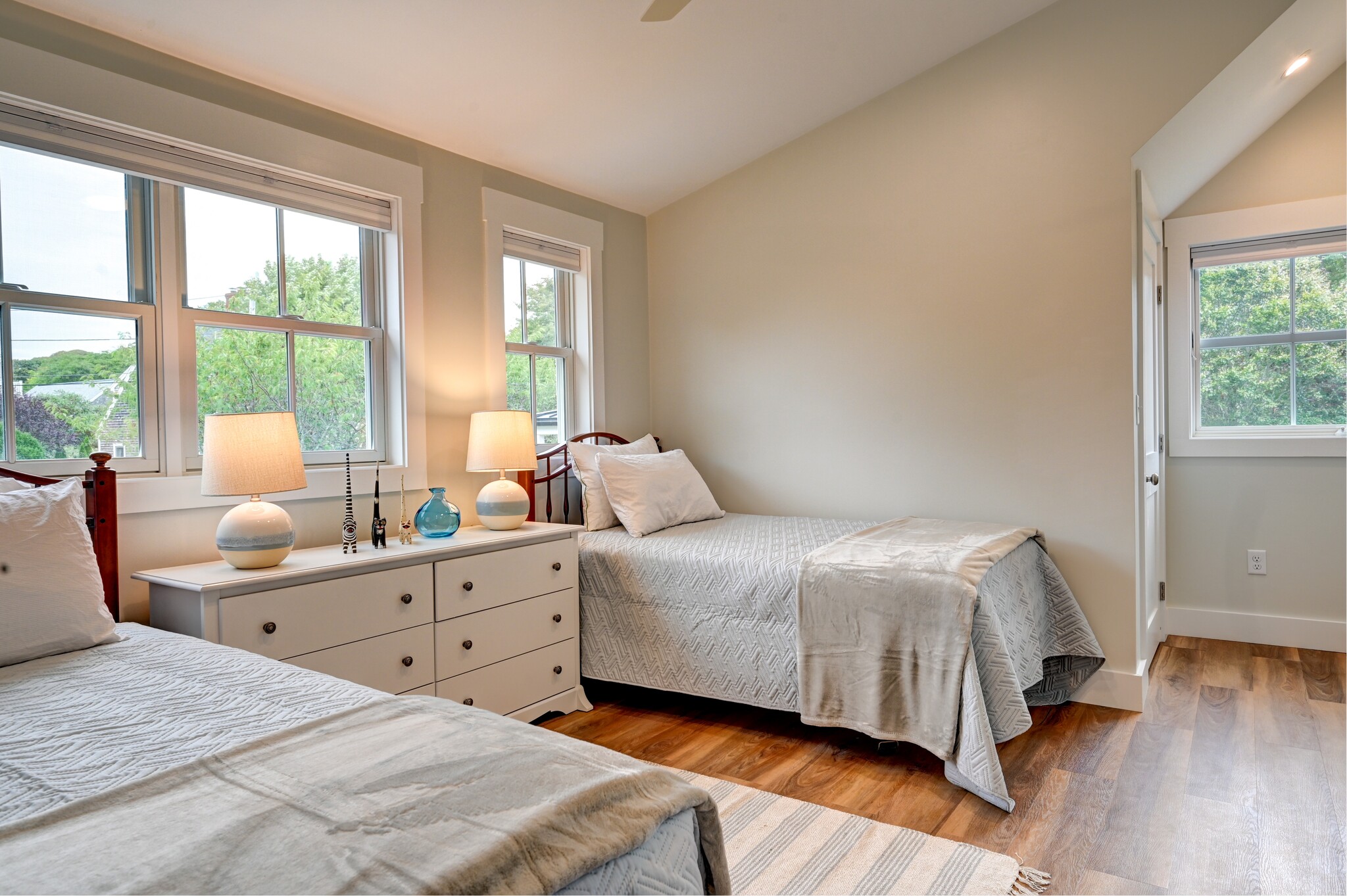Bedroom with two twin beds has large closet - 5 Key Ct