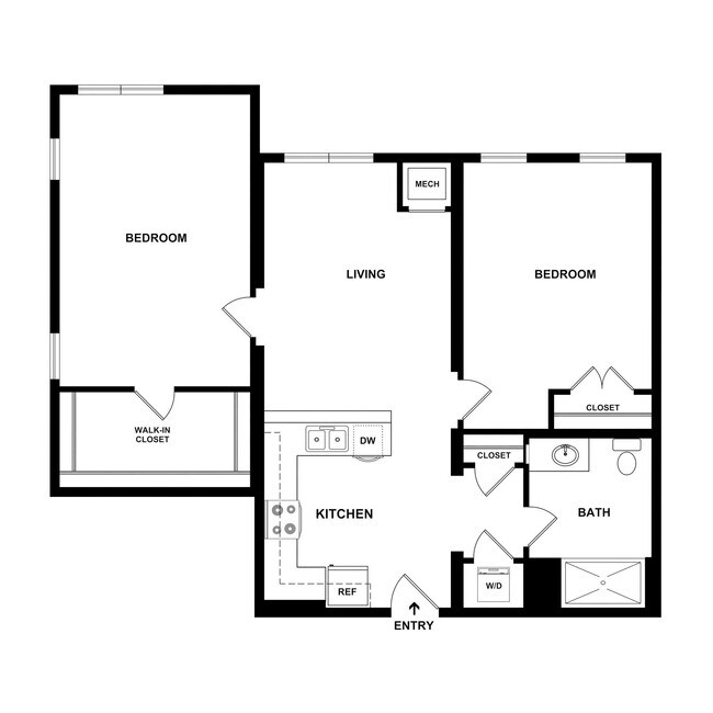Two Bedroom Floorplan 7850 East Jefferson Downtown Detroit Michigan - 7850 East Jefferson