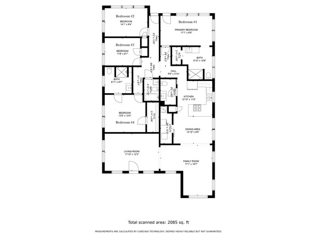 Floor plan with room labels & sizes - 2511 Lipscomb St