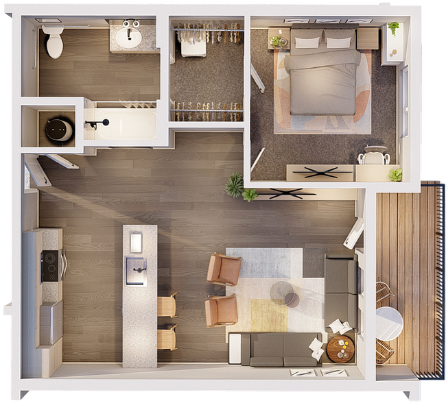 1A ADA Floorplan - 605 SF - South Bank at Quarry Trails