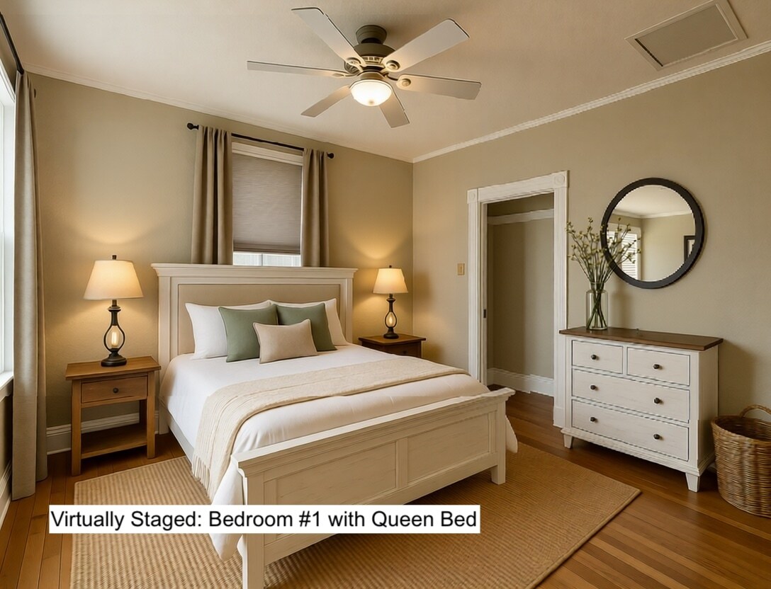 Bedroom #1 - Virtually Staged with Queen Bed - 414 Kentucky St