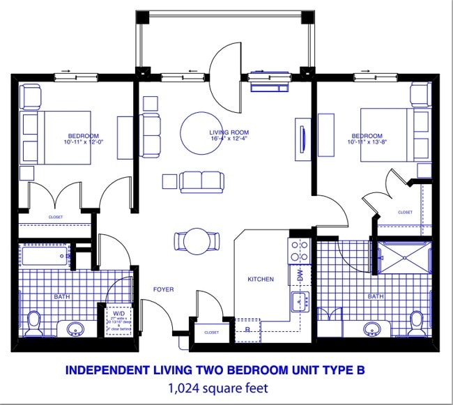 Independent Living Two-Bedroom Unit Type B - Patriots Landing Independent/Assisted Living