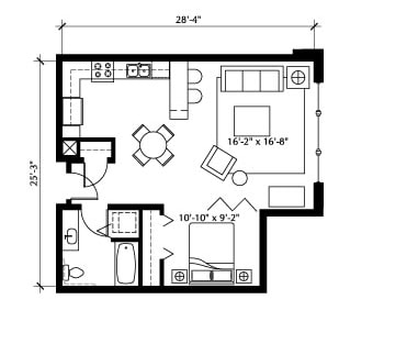 1BR/1BA - The Vaux