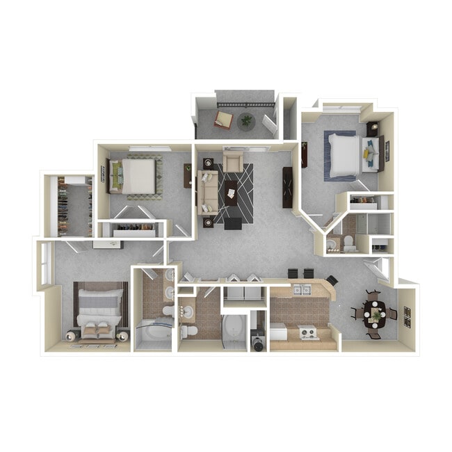 C2 3D Floor Plan - Eastland Trails Apartments