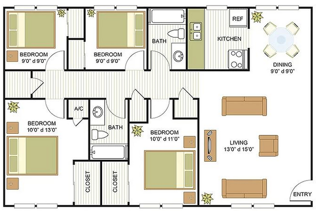 4 BED / 2 BATH / 1180 SQFT - Circle @ 1800