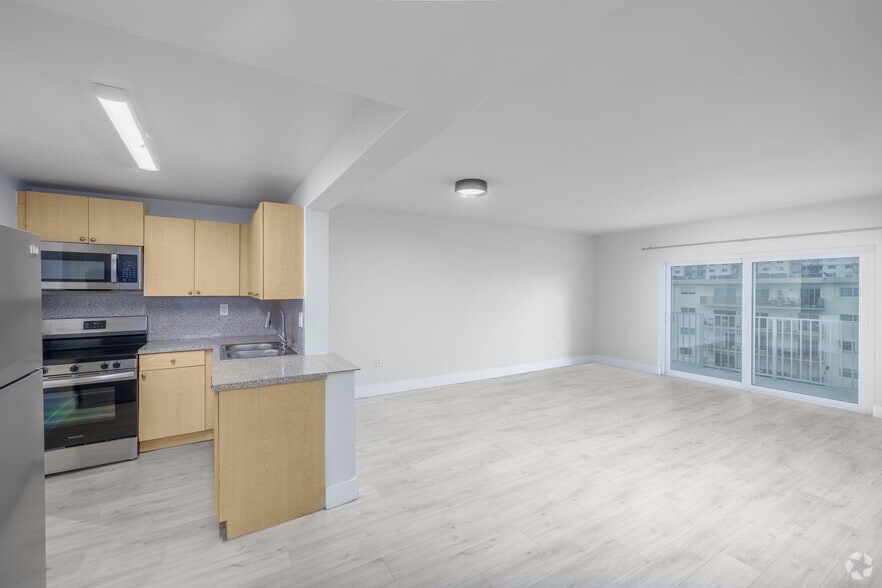 1BR, 1.5BA - Kitchen & Living Room - Marina View