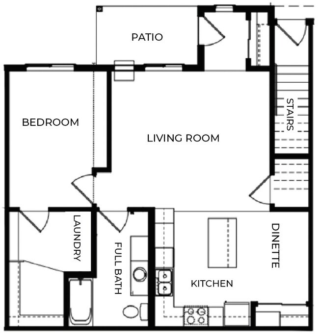 1 Bedroom, 1 Bathroom ADA Lower Unit - West Side Apartments