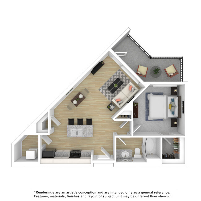 One Bedroom - B - City Lofts Apartments