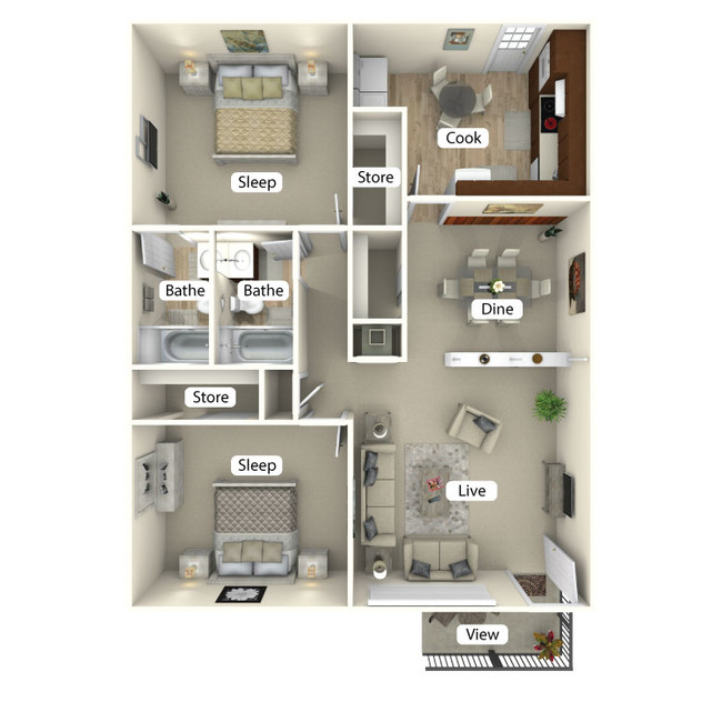 The Azalea - 1150 Sq. Ft. - Magnolia Gardens
