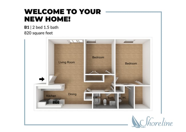 B1 Floor Plan - Shoreline Apartments