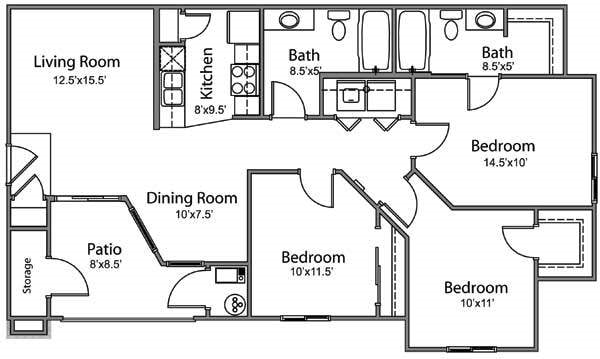 3BR/2BA - Frontgate Apartments