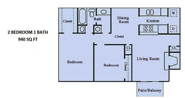 2x1 940 sqft.jpg - Dakota Apartments