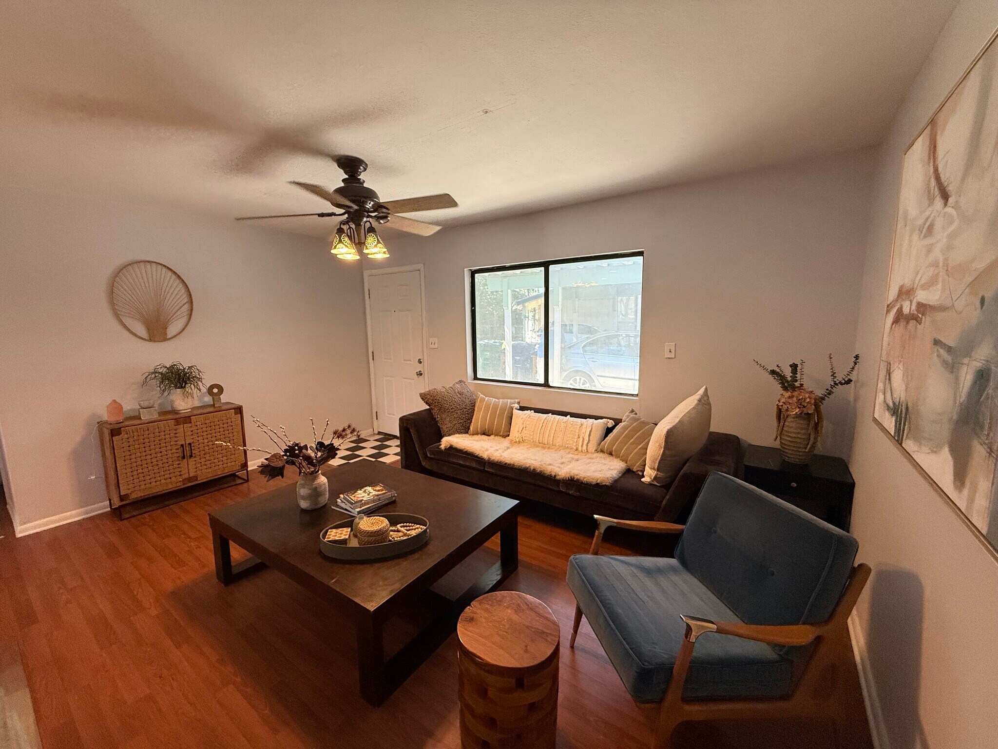 Living room facing entrance and carport - 3202 Locke Ln