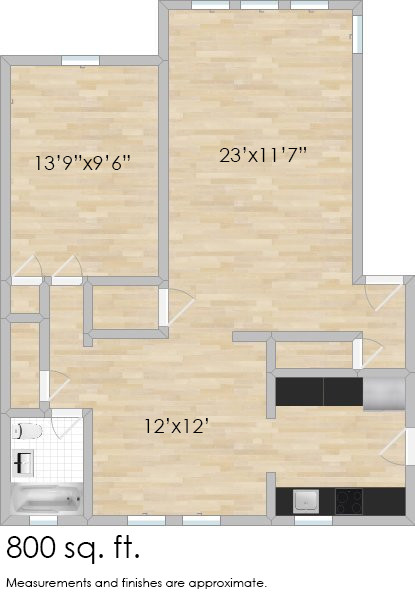 Floorplan - 1158-1164.5 S. Oak Park Ave.