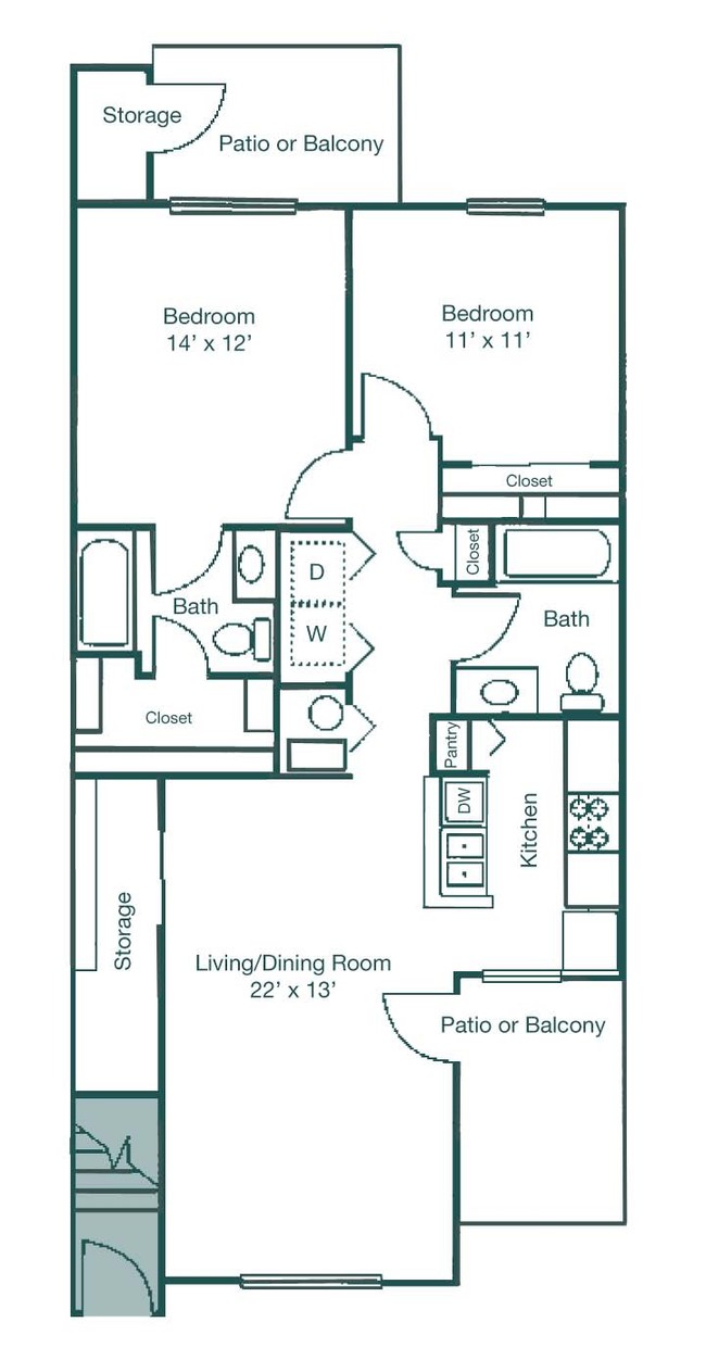 Two Bedroom/Two Bath - Upper - Sand Creek Apartment Homes