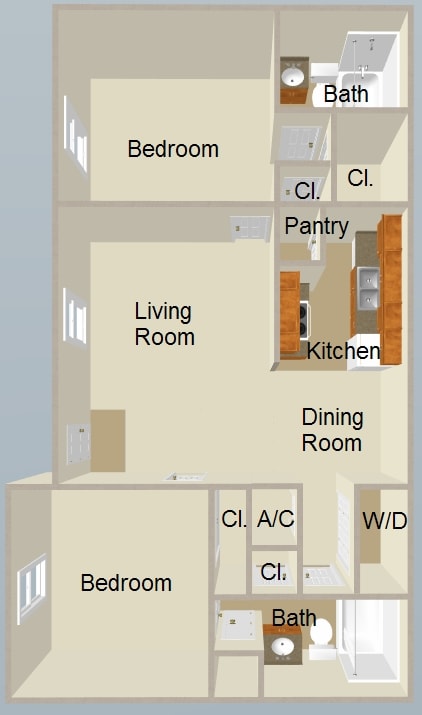 2 Bedroom - Garden A - Lake Mist Apartments