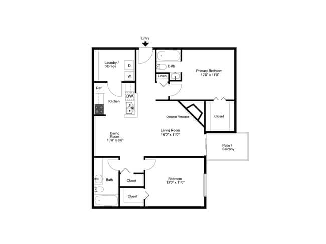 Two Bedroom Two Bathroom - Spring House Apartments