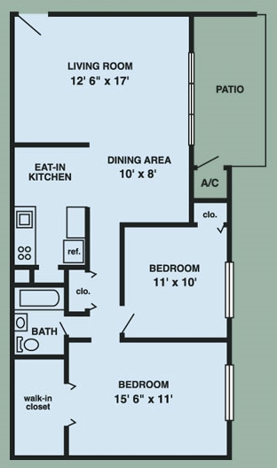 2BR/1BA - The Palms Apartments