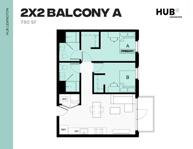 2x2 Balcony A - Hub Lexington Upper