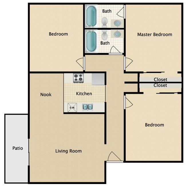 3Bed.png - Sun Ridge Apartments