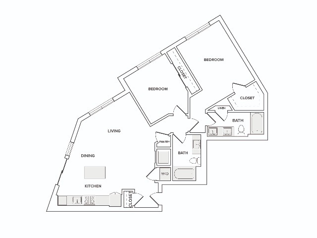 B04 2 bedroom floor plan - Modera Founders Row