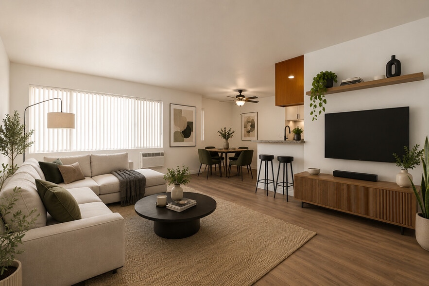 1BR, 1BA Furnished- Living Room - El Conquistador Apartments