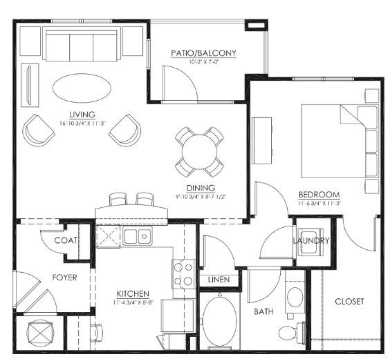 1BR/1BA 874 sq. ft. - Cambria at Cornerstone