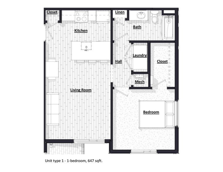 1 bedroom 647 - Northfield Commons