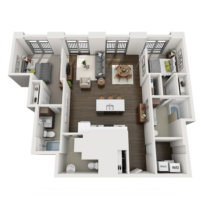 The Dianne - 2x2 Penthouse C - 2 Beds - 2 Baths - 1185 Sq. ft. - Dianne