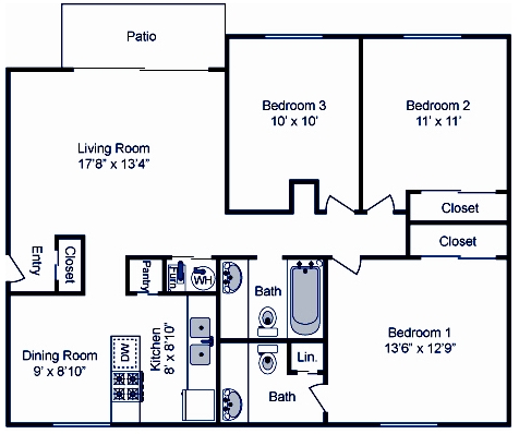 3BR/2BA - Cloverleaf Apartments & Townhomes