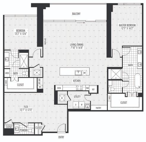 PH2 Floor Plan - The Residences at La Colombe d'Or