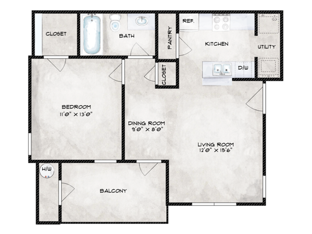 1 Bedroom Floor Plan - Limestone Ridge