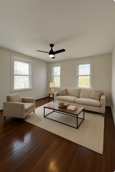 staged living room, example - 293 Main St