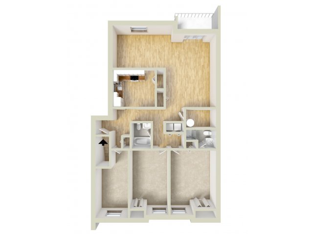 Two bedroom with den floor plan - Whiteland West Apartments