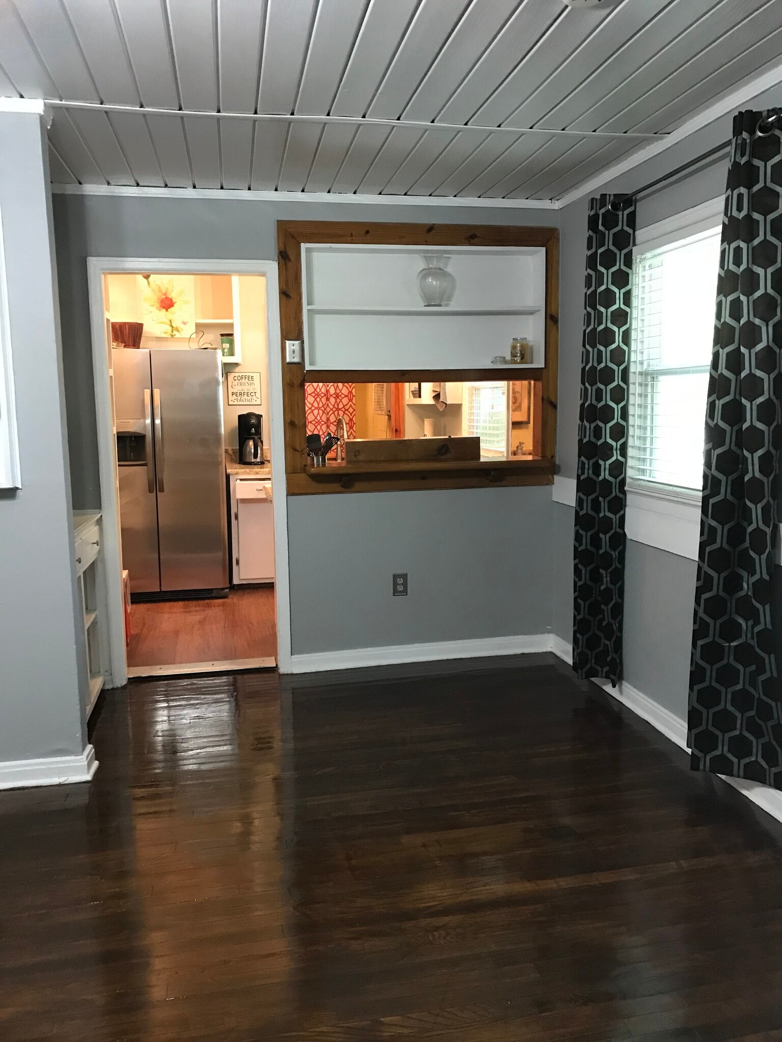 View from front living room window into entrance to kitchen - 1407 W Church St