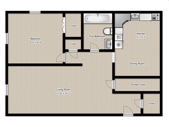 1BR/1BA - Poplar West Apartments