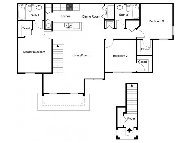 Magnolia with Sunroom - Three Bedroom, Two Bath, 2nd Floor - Walker Woods